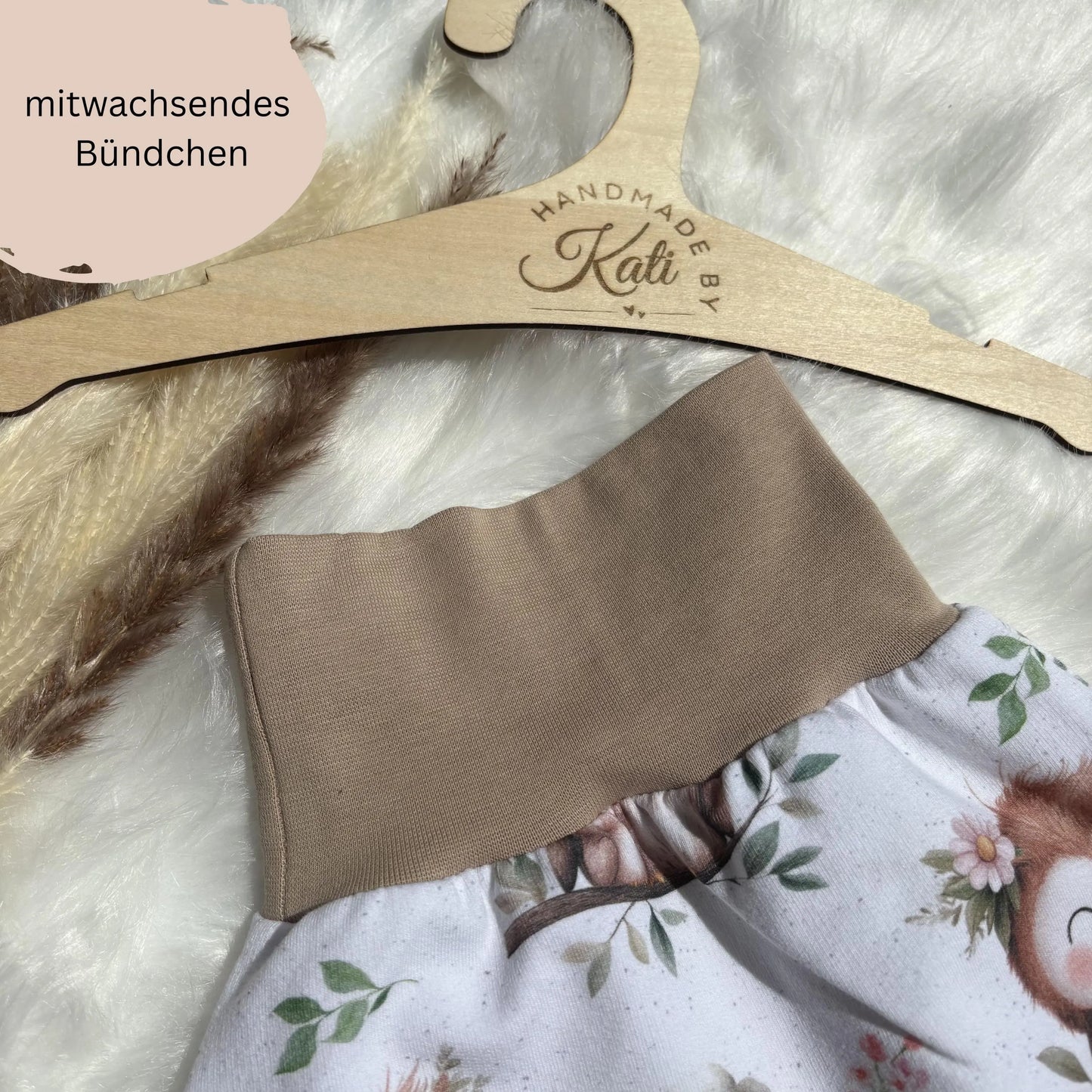 Pumphose Baby Eule weiß handgenäht | French Terry Set personalisiert