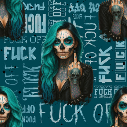 Jersey Fabric 0.5m by the meter "Viva La Rebel" - Petrol