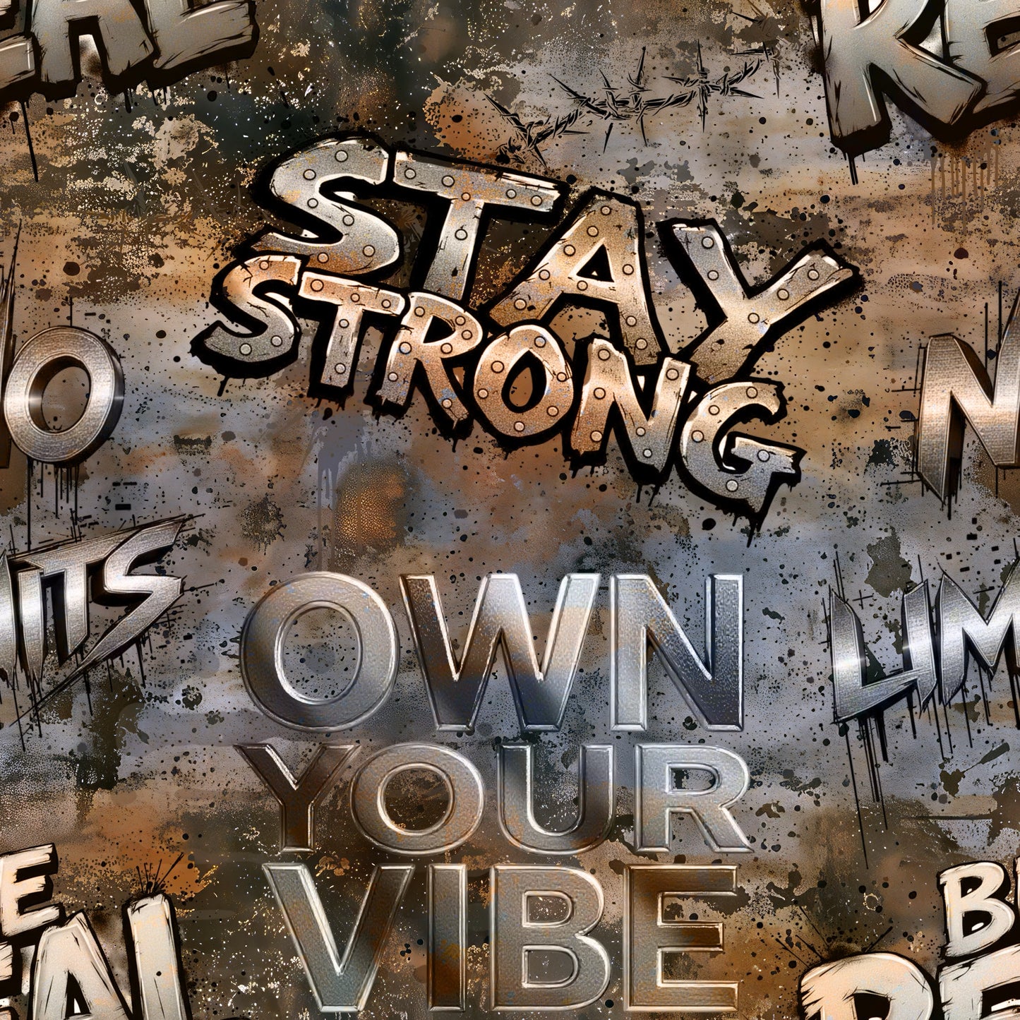 Own Your Vibe | Graffiti Stoff Meterware | French Terry Kinderstoff