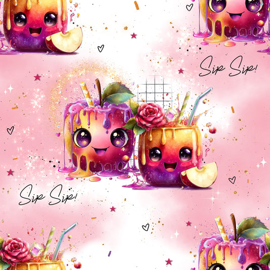 Kawaii Magic Mug | Fruits Swimwear Fabric UV50+ By the Meter | Children's Fabric for Swimwear