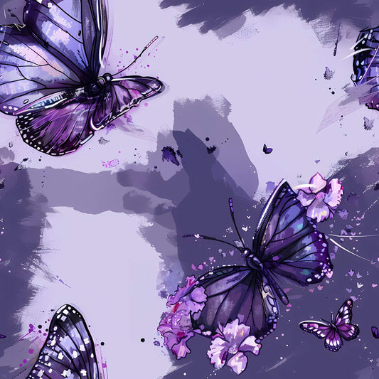 Kinderstoff mit Schmetterlingen Fliederflug French Terry Meterware