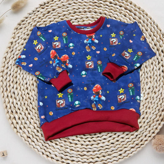 Kinder Sweatshirt Super Boy handgemacht French Terry – Superheld Kinderpullover Handmade by Kati
