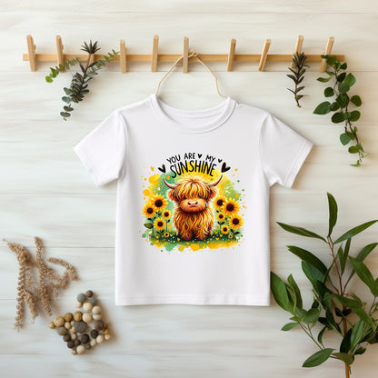 Sunshine Moo Bügelbild DTF Transfer Detailaufnahme – Glitzer Kuh Textilien