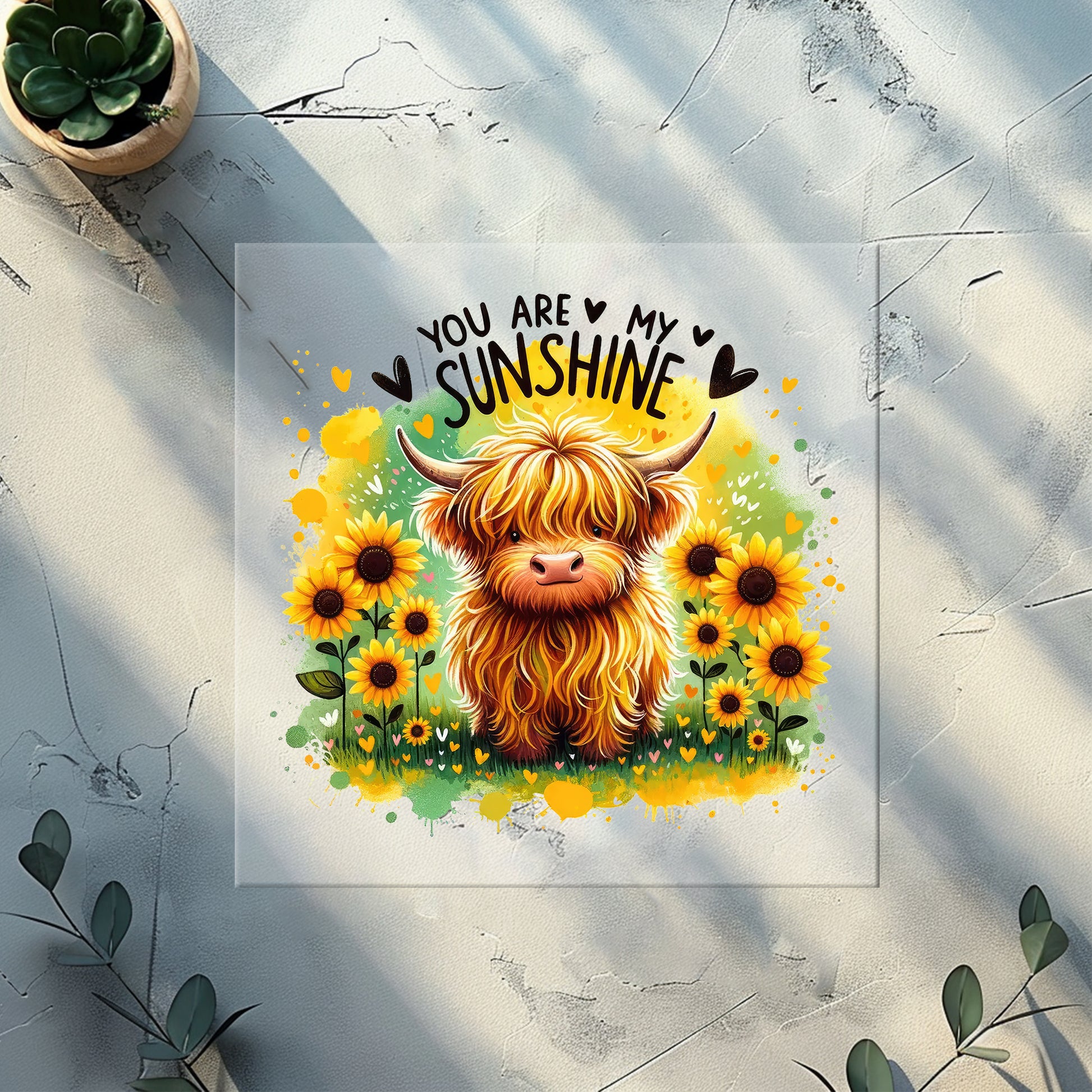 Sunshine Moo Glitzer Bügelbild – DTF Transfer Kuh Kinderkleidung Handmade by Kati